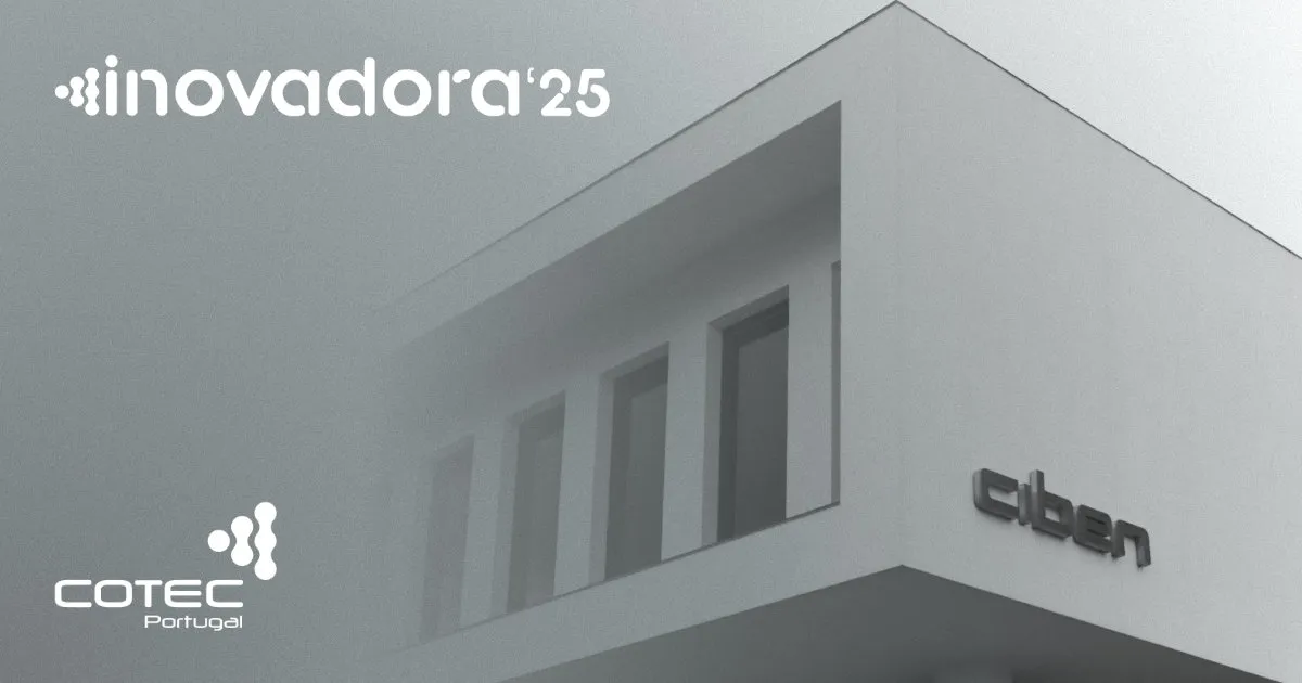 Logótipos Inovadora '25 e COTEC Portugal com o fundo da CIBEN como fundo